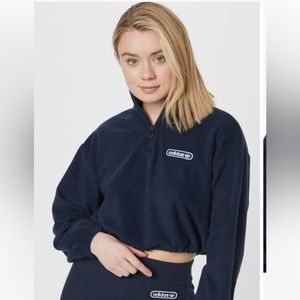 ADIDAS RETRO LUXURY 1/4 ZIP CROPPED SWEATER